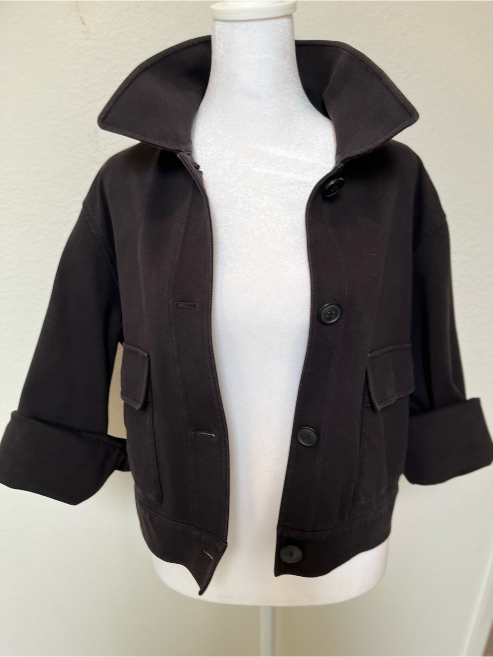 Uniqlo Kids Black Pea Coat with Button Front